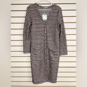 ZARA TEXTURED WEAVE Long Sleeve V-Neck Button Up Dress/Cardigan NWT Size‎ Small